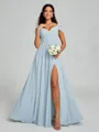 A-line/Princess V-neck Floor-Length Sleeveless Chiffon Bridesmaid Dress
