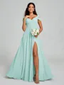 A-line/Princess V-neck Floor-Length Sleeveless Chiffon Bridesmaid Dress