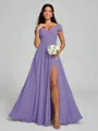 A-line/Princess V-neck Floor-Length Sleeveless Chiffon Bridesmaid Dress