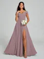 A-line/Princess V-neck Floor-Length Sleeveless Chiffon Bridesmaid Dress