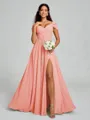 A-line/Princess V-neck Floor-Length Sleeveless Chiffon Bridesmaid Dress