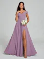 A-line/Princess V-neck Floor-Length Sleeveless Chiffon Bridesmaid Dress