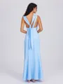 Sheath Scoop Pleated Floor-Length Charmeuse Bridesmaid Dress