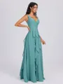 A-line V-neck Ruffles Floor-Length Chiffon Bridesmaid Dress