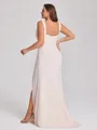 Sheath Cowl Pleated Floor-Length Chiffon Corset Plus Size Bridesmaid Dress