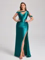 Sheath Pleated Floor-Length Plus Size Bridesmaid Dress