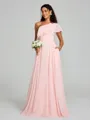 A-Line/Princess One-Shoulder Floor-Length Sleeveless Chiffon Bridesmaid Dress