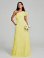A-Line/Princess One-Shoulder Floor-Length Sleeveless Chiffon Bridesmaid Dress