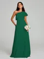 A-Line/Princess One-Shoulder Floor-Length Sleeveless Chiffon Bridesmaid Dress