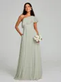 A-Line/Princess One-Shoulder Floor-Length Sleeveless Chiffon Bridesmaid Dress