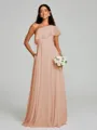 A-Line/Princess One-Shoulder Floor-Length Sleeveless Chiffon Bridesmaid Dress