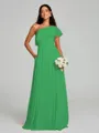 A-Line/Princess One-Shoulder Floor-Length Sleeveless Chiffon Bridesmaid Dress