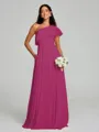 A-Line/Princess One-Shoulder Floor-Length Sleeveless Chiffon Bridesmaid Dress