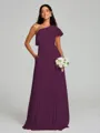 A-Line/Princess One-Shoulder Floor-Length Sleeveless Chiffon Bridesmaid Dress