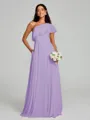 A-Line/Princess One-Shoulder Floor-Length Sleeveless Chiffon Bridesmaid Dress