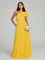 A-Line/Princess One-Shoulder Floor-Length Sleeveless Chiffon Bridesmaid Dress