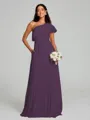 A-Line/Princess One-Shoulder Floor-Length Sleeveless Chiffon Bridesmaid Dress