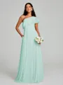 A-Line/Princess One-Shoulder Floor-Length Sleeveless Chiffon Bridesmaid Dress