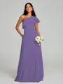 A-Line/Princess One-Shoulder Floor-Length Sleeveless Chiffon Bridesmaid Dress