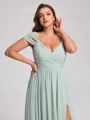 A-line Cold Shoulder Pleated Floor-Length Chiffon Corset Plus Size Bridesmaid Dress