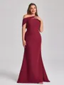 Sheath Scoop Sweep Train Stretch Crepe Plus Size Bridesmaid Dress