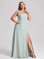 A-line Straps Bow Floor-Length Chiffon Corset Plus Size Bridesmaid Dress