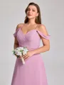 A-line Cold Shoulder Pleated Floor-Length Chiffon Corset Plus Size Bridesmaid Dress