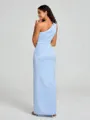 Sheath/Column One-Shoulder Floor-Length Sleeveless Charmeuse Bridesmaid Dress