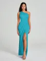 Sheath/Column One-Shoulder Floor-Length Sleeveless Charmeuse Bridesmaid Dress