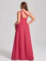 Sheath One-Shoulder Ruffles Floor-Length Chiffon Corset Plus Size Bridesmaid Dress