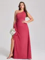 Sheath One-Shoulder Ruffles Floor-Length Chiffon Corset Plus Size Bridesmaid Dress
