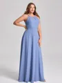 A-line Halter Pleated Floor-Length Chiffon Corset Plus Size Bridesmaid Dress