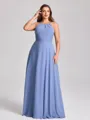 A-line Halter Pleated Floor-Length Chiffon Corset Plus Size Bridesmaid Dress