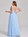 A-line Square Pleated Floor-Length Chiffon Corset Plus Size Bridesmaid Dress
