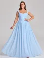 A-line Square Pleated Floor-Length Chiffon Corset Plus Size Bridesmaid Dress