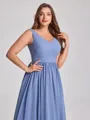 A-line V-neck Pleated Floor-Length Chiffon Plus Size Bridesmaid Dress