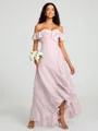 A-Line/Princess Off-the-Shoulder Asymmetrical Sleeveless Chiffon Bridesmaid Dress