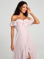 A-Line/Princess Off-the-Shoulder Asymmetrical Sleeveless Chiffon Bridesmaid Dress