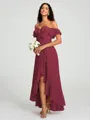 A-Line/Princess Off-the-Shoulder Asymmetrical Sleeveless Chiffon Bridesmaid Dress