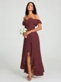 A-Line/Princess Off-the-Shoulder Asymmetrical Sleeveless Chiffon Bridesmaid Dress