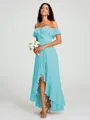 A-Line/Princess Off-the-Shoulder Asymmetrical Sleeveless Chiffon Bridesmaid Dress