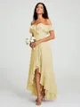 A-Line/Princess Off-the-Shoulder Asymmetrical Sleeveless Chiffon Bridesmaid Dress