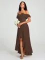 A-Line/Princess Off-the-Shoulder Asymmetrical Sleeveless Chiffon Bridesmaid Dress