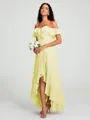 A-Line/Princess Off-the-Shoulder Asymmetrical Sleeveless Chiffon Bridesmaid Dress