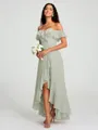 A-Line/Princess Off-the-Shoulder Asymmetrical Sleeveless Chiffon Bridesmaid Dress