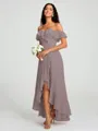 A-Line/Princess Off-the-Shoulder Asymmetrical Sleeveless Chiffon Bridesmaid Dress