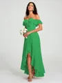 A-Line/Princess Off-the-Shoulder Asymmetrical Sleeveless Chiffon Bridesmaid Dress