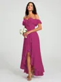A-Line/Princess Off-the-Shoulder Asymmetrical Sleeveless Chiffon Bridesmaid Dress