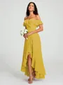 A-Line/Princess Off-the-Shoulder Asymmetrical Sleeveless Chiffon Bridesmaid Dress