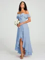 A-Line/Princess Off-the-Shoulder Asymmetrical Sleeveless Chiffon Bridesmaid Dress